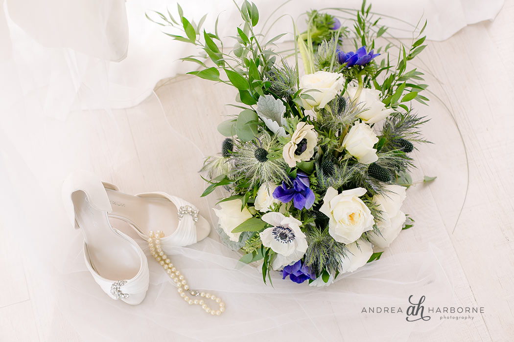 Beautiful wedding shoes, jewelry and bouquet Beautiful wedding shoes, jewelry and bouquet
