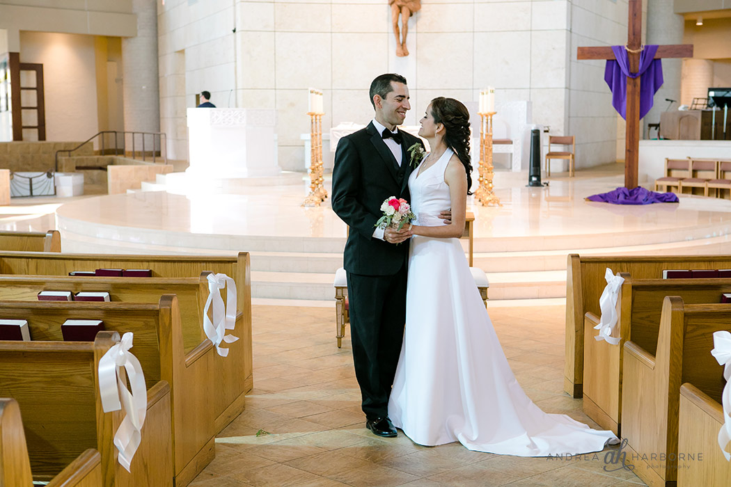 bride + groom at st marks catholic church