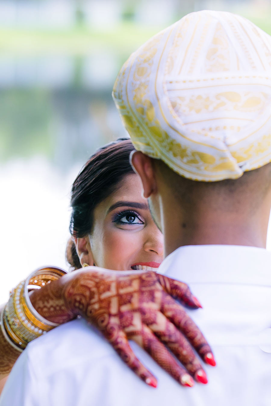 indian bride with hand mehndi