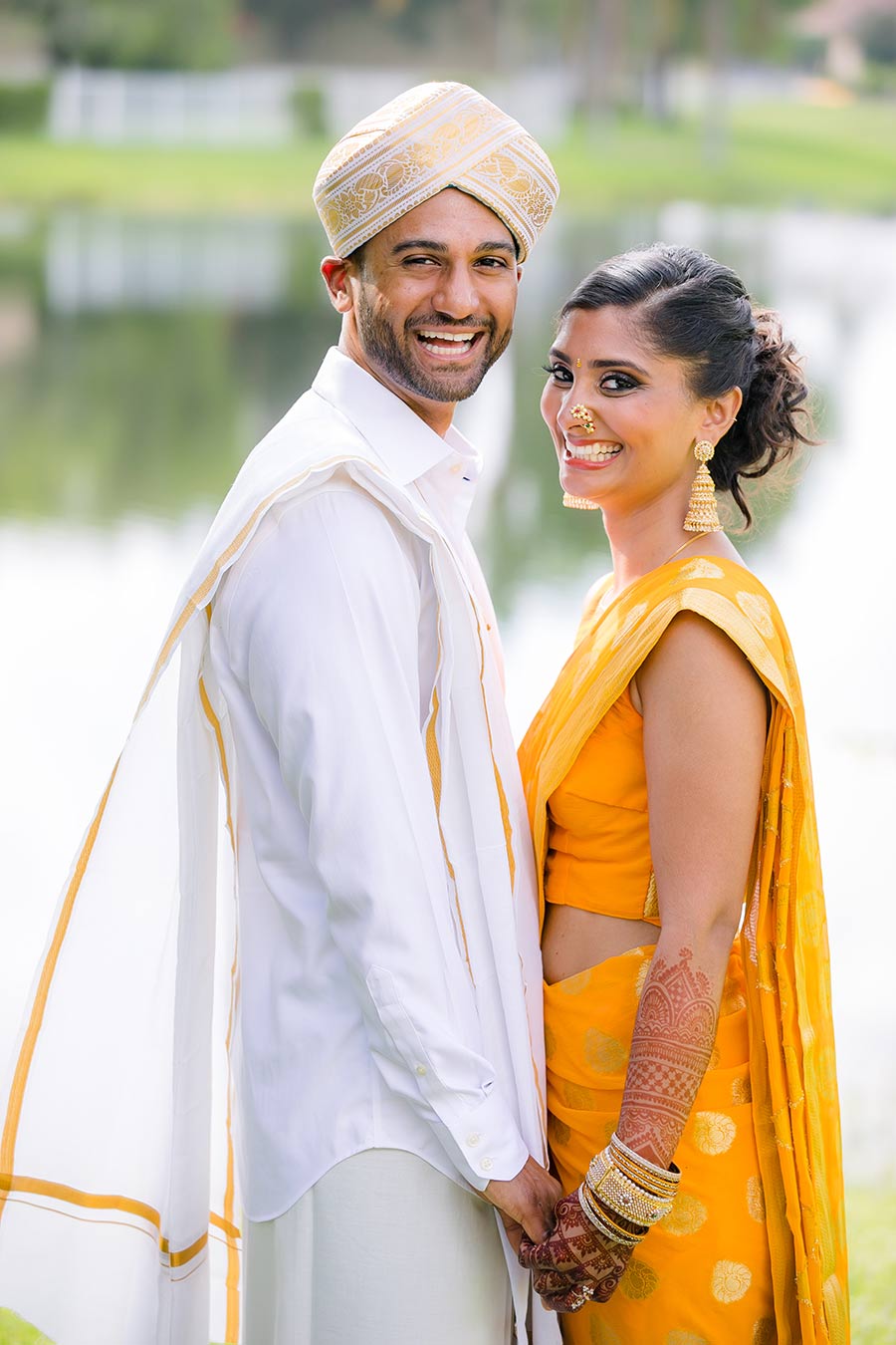 indian bride and groom in gold sari indian bride and groom in gold sari