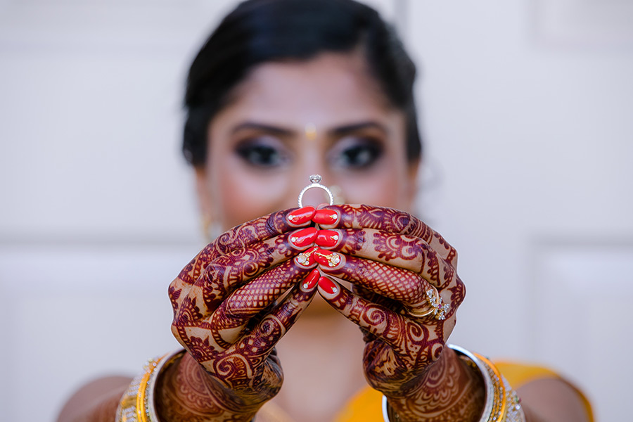 indian engagement ring with mehndi