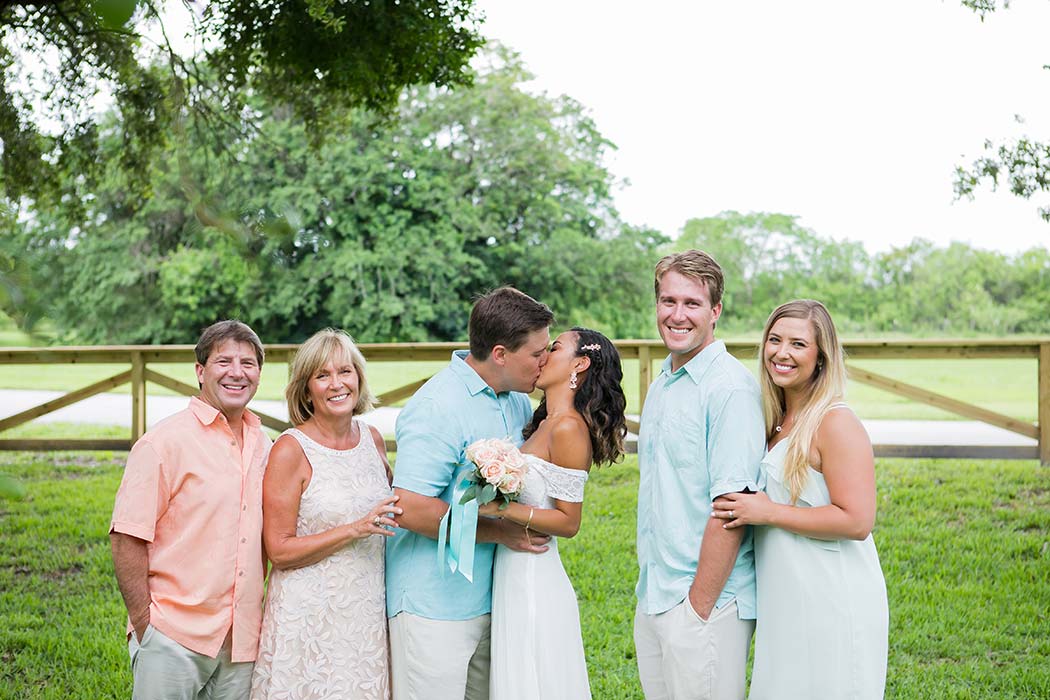 bride and groom's first kiss