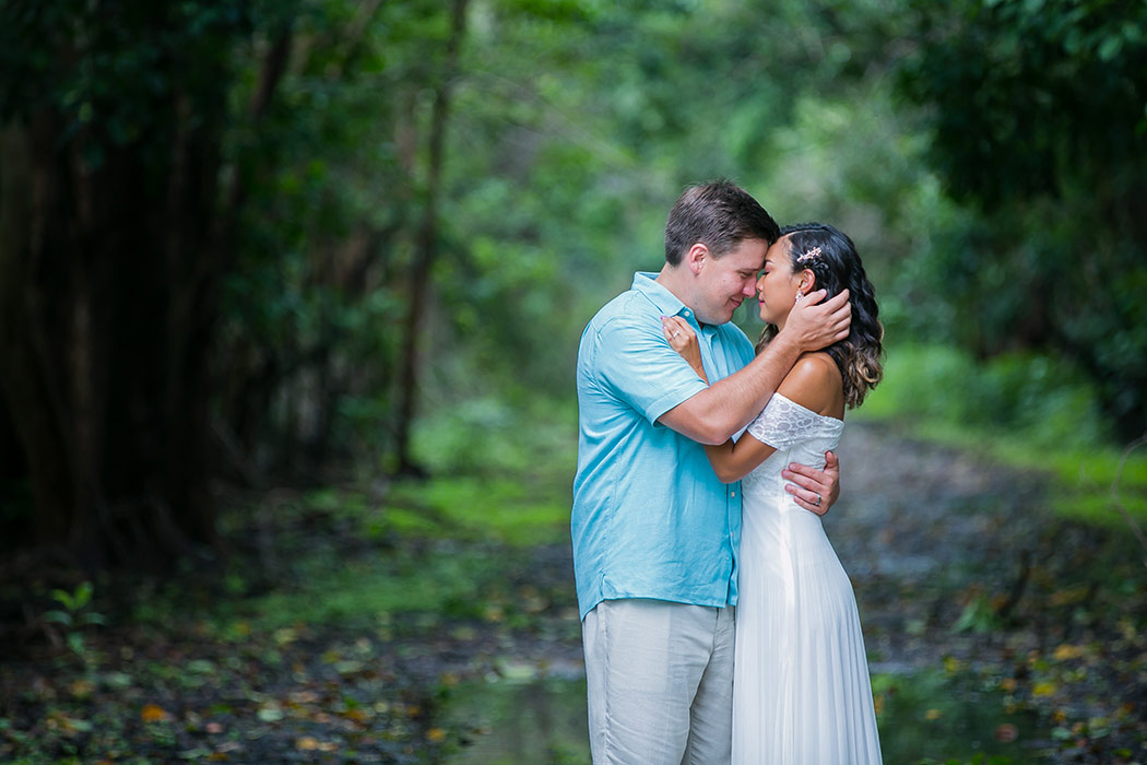 bride and groom embrace