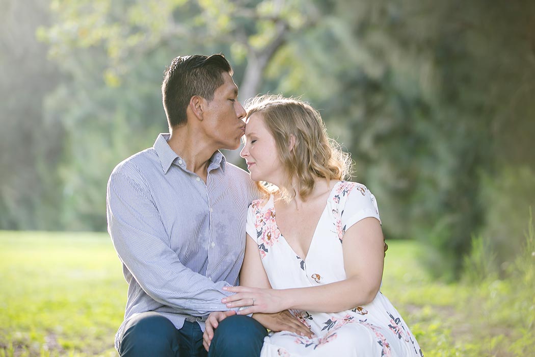 engagement photoshoot at golden hour in plantation heritage park