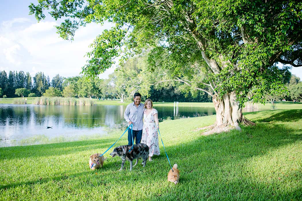 engagement session with dogs in fort lauderdale
