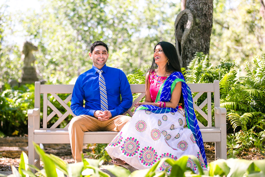 indian engagement photoshoot in vizcaya | traditional indian white and pink sari