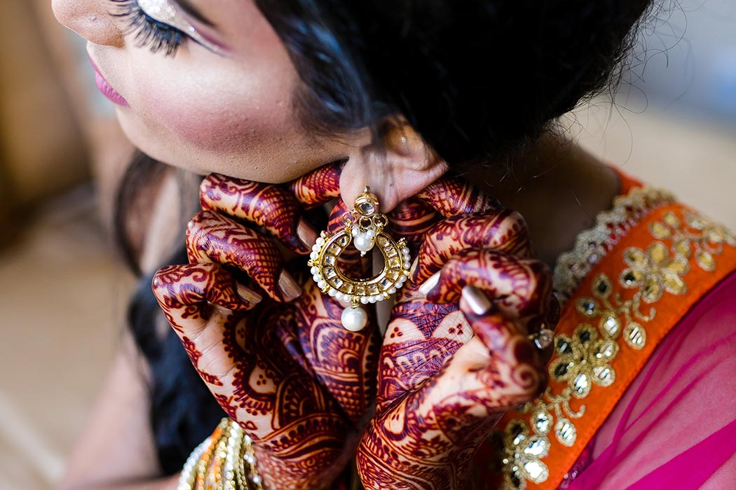 south indian bride getting ready for her south florida wedding