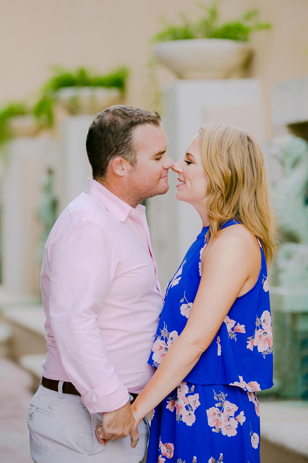 couple's Eskimo kisses engagement photography session in fort lauderdale