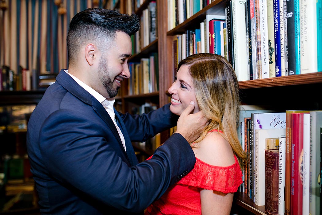 cute antique book shop engagement session | fort lauderdale wedding photographer