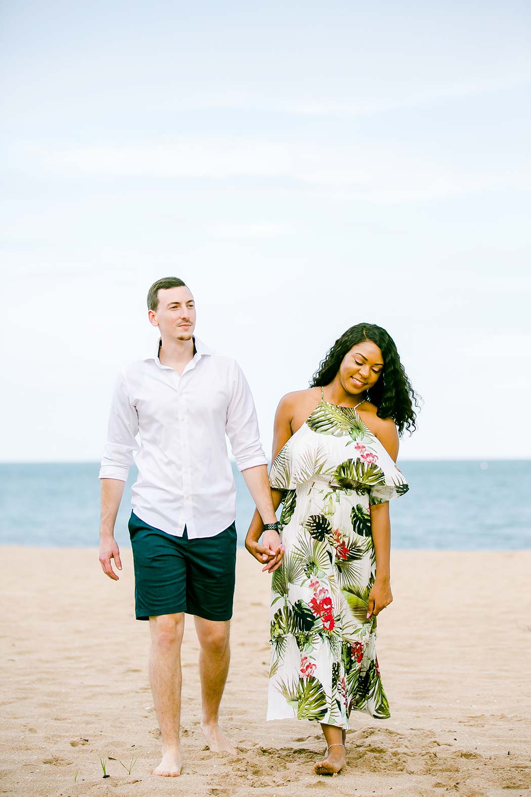 mixed race engagement photoshoot on pompano beach | south florida engagement photographer