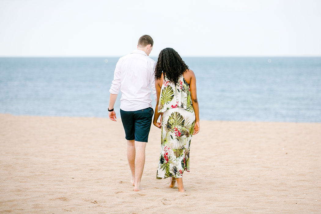 mixed race couple during south florida beach engagement photography | south florida engagement photographer | fort lauderdale engagement photography