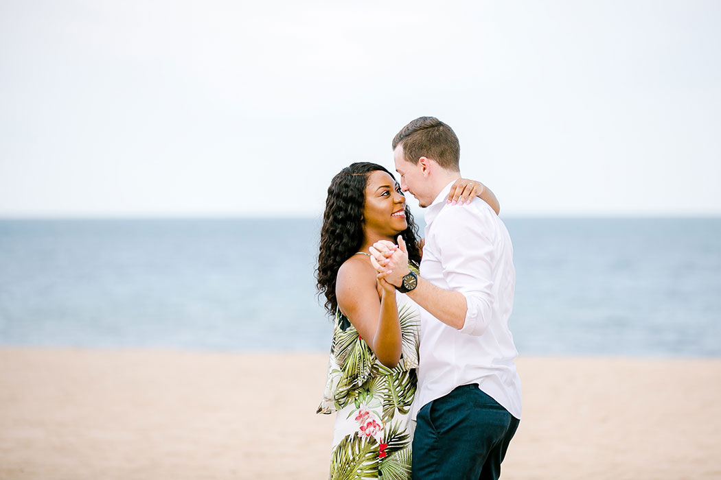 pompano beach south florida engagement photoshoot with mixed race couple | engagement photographer fort lauderdale