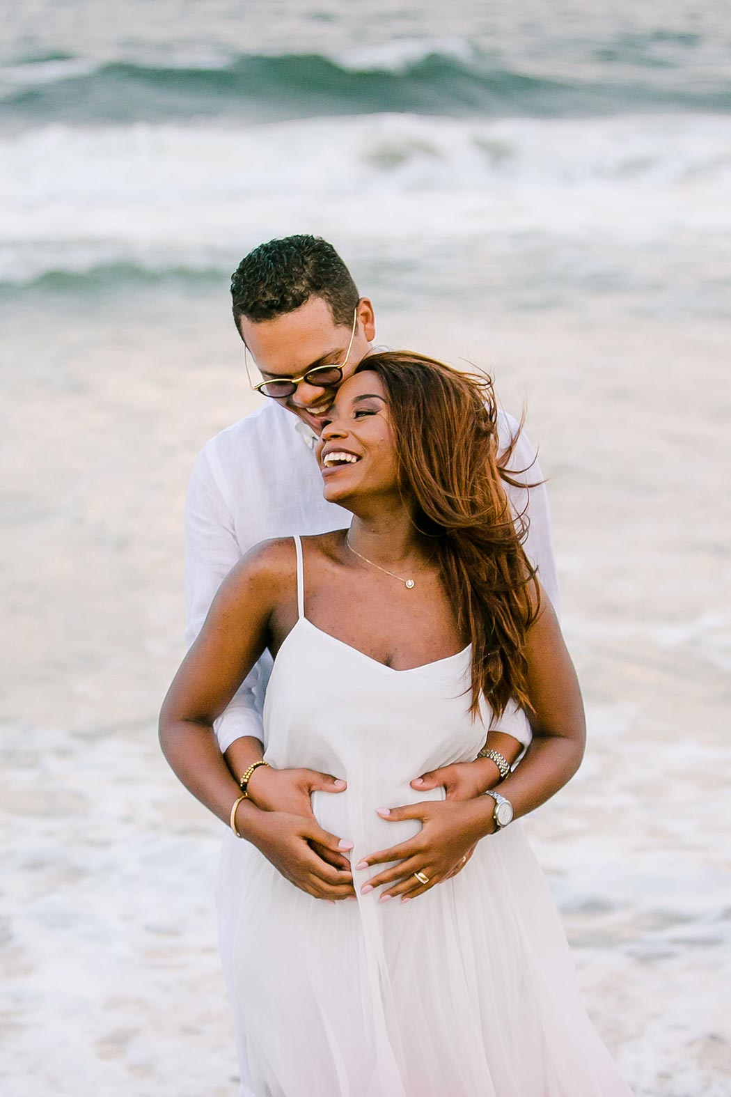 unique maternity pose for couple during maternity photoshoot on beach | fort lauderdale maternity photographer